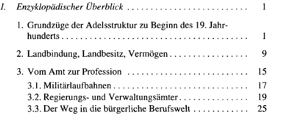 Kapitelgliederung mit römischen Zahlen für die erste und arabischen Zahlen für die weiteren Gliederungsebenen.